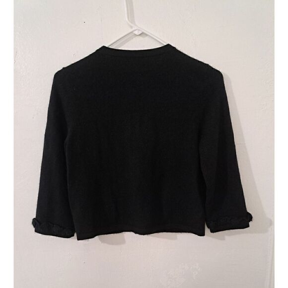 Lord & Taylor Womens Small 100% ALL CASHMERE BLACK BOLERO Sweater Cardigan - Picture 4 of 7